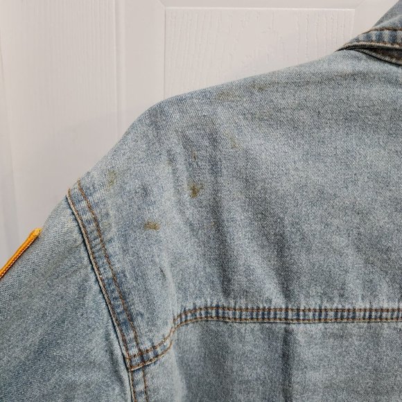 VTG Duke Haband USA Army Jungle Patch Flannel Lined Denim Full Zip Jacket Size M - Picture 14 of 16